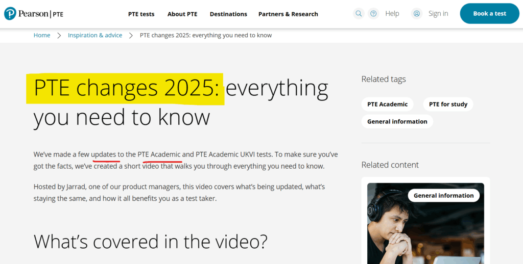 PTE 2025 NEW Exam Changes (from August 7)