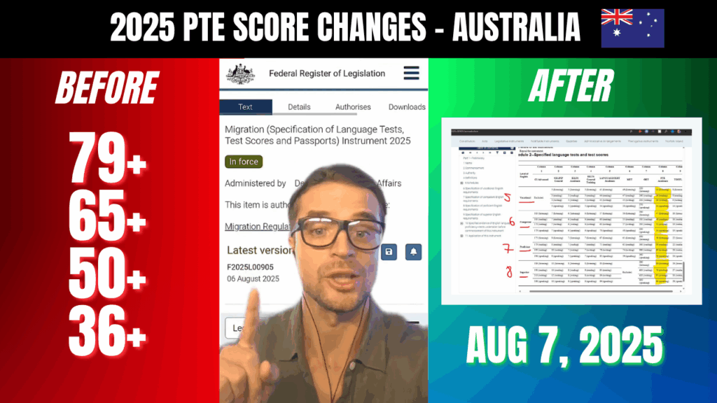 PTE Score Changes 2025 - Australia Immigration